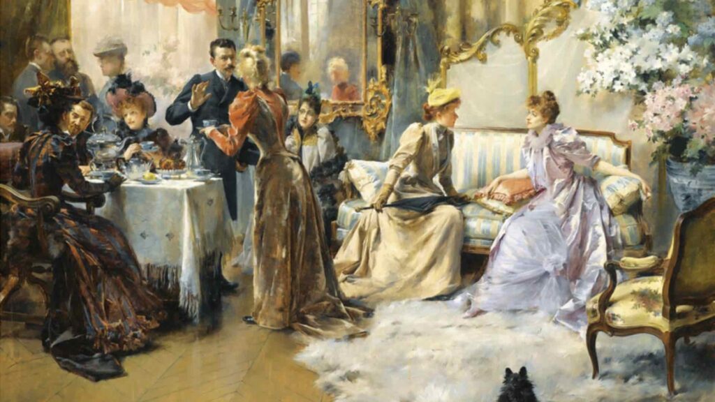 Le Goûter au Salon du Peintre(画家のサロンでのティータイム)、マドレーヌ・ルメール夫人作